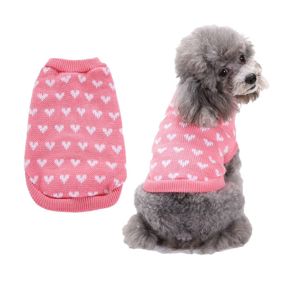 HKM-700499 Warm Red Acrylic Dog Sweater Skirt for Autumn and Winter