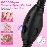 HKM-430867 Portable Electric Nail Drill Kit for Manicure and Pedicure with 6 Drill Bits and Sanding Bands - Lightweight Rose Gold Design