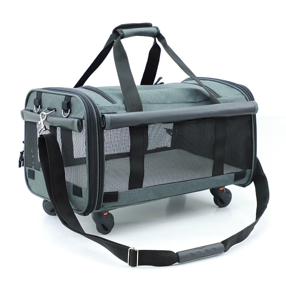 HKM-758739 Folding Cat Travel Bag with Universal Wheels for Easy Transport