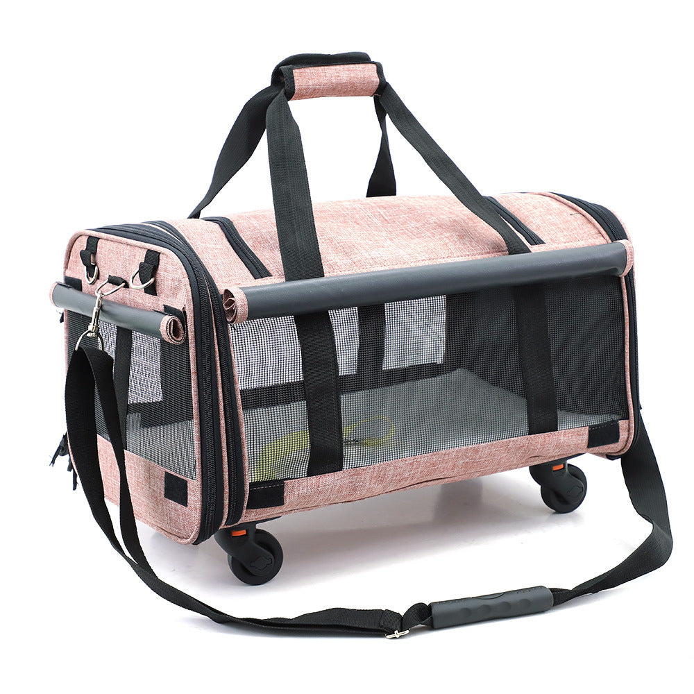 HKM-758739 Folding Cat Travel Bag with Universal Wheels for Easy Transport