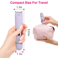 HKM-578835 2-in-1 Bikini Trimmer for Women, Dual Head Cordless Waterproof Shaver with LED Lights, Rechargeable for Body and Face Use