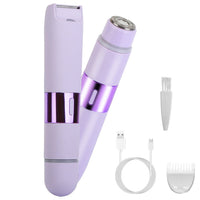 HKM-578835 2-in-1 Bikini Trimmer for Women, Dual Head Cordless Waterproof Shaver with LED Lights, Rechargeable for Body and Face Use