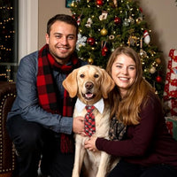 HKM-701971 Adjustable Christmas Dog Necktie with Snowflake Pattern and Red Plaid for Small to Medium Pets