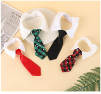 HKM-701971 Adjustable Christmas Dog Necktie with Snowflake Pattern and Red Plaid for Small to Medium Pets