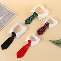 HKM-701971 Adjustable Christmas Dog Necktie with Snowflake Pattern and Red Plaid for Small to Medium Pets