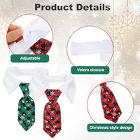 HKM-701971 Adjustable Christmas Dog Necktie with Snowflake Pattern and Red Plaid for Small to Medium Pets