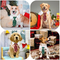 HKM-701971 Adjustable Christmas Dog Necktie with Snowflake Pattern and Red Plaid for Small to Medium Pets