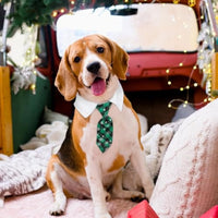 HKM-701971 Adjustable Christmas Dog Necktie with Snowflake Pattern and Red Plaid for Small to Medium Pets