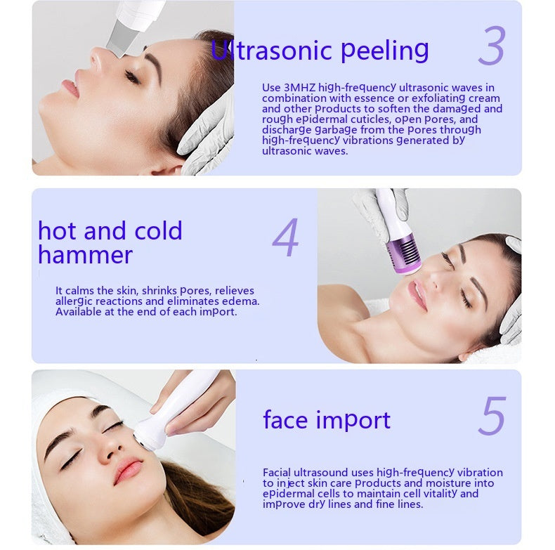 HKM-872595 Six-in-One Ultrasonic Induction Beauty Device for Facial Treatment