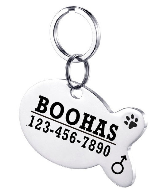 HKM-834835 Personalized Stainless Steel Dog ID Tag with Zircon Pendant