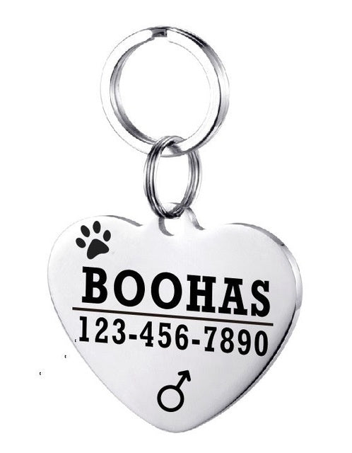 HKM-834835 Personalized Stainless Steel Dog ID Tag with Zircon Pendant