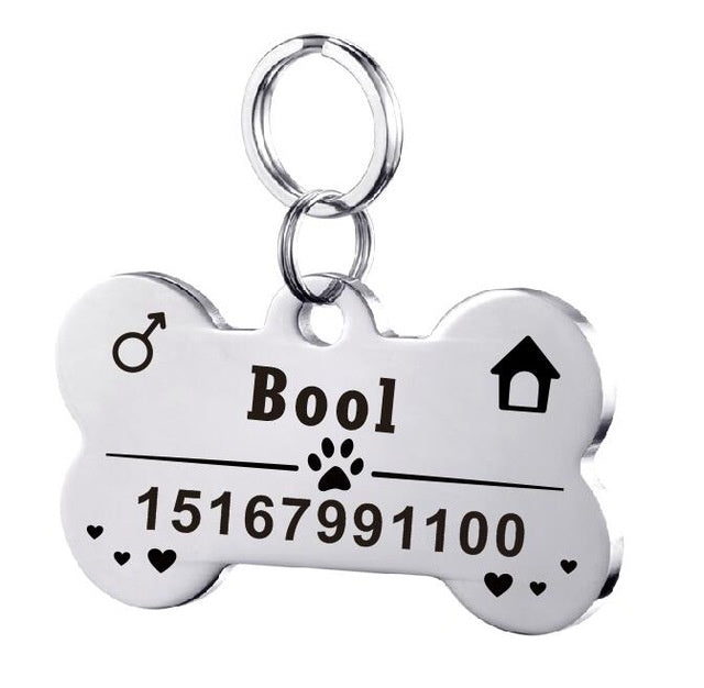HKM-834835 Personalized Stainless Steel Dog ID Tag with Zircon Pendant