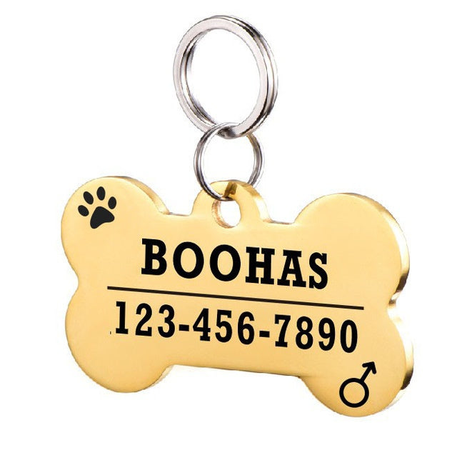 HKM-834835 Personalized Stainless Steel Dog ID Tag with Zircon Pendant