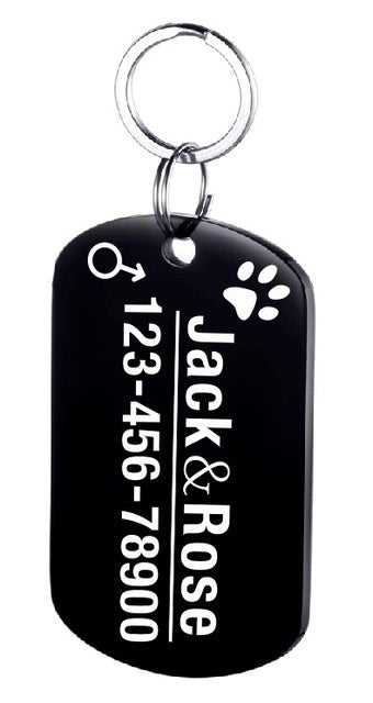 HKM-834835 Personalized Stainless Steel Dog ID Tag with Zircon Pendant