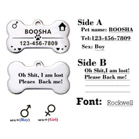HKM-834835 Personalized Stainless Steel Dog ID Tag with Zircon Pendant