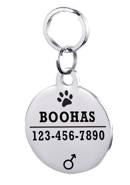 HKM-834835 Personalized Stainless Steel Dog ID Tag with Zircon Pendant