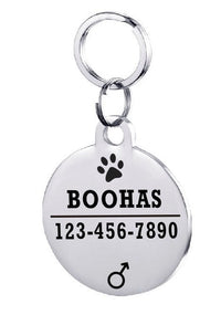 HKM-834835 Personalized Stainless Steel Dog ID Tag with Zircon Pendant