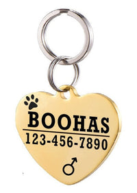 HKM-834835 Personalized Stainless Steel Dog ID Tag with Zircon Pendant