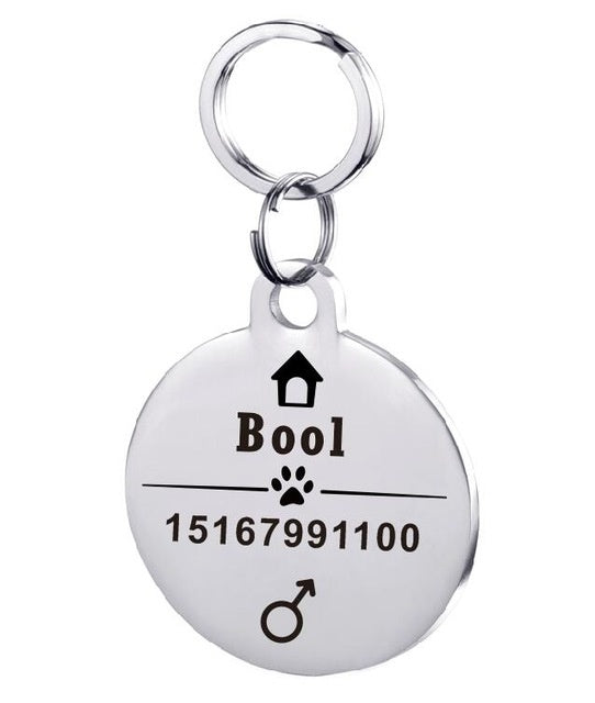 HKM-834835 Personalized Stainless Steel Dog ID Tag with Zircon Pendant