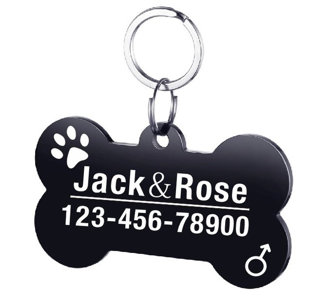 HKM-834835 Personalized Stainless Steel Dog ID Tag with Zircon Pendant