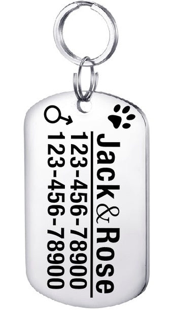 HKM-834835 Personalized Stainless Steel Dog ID Tag with Zircon Pendant