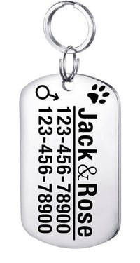 HKM-834835 Personalized Stainless Steel Dog ID Tag with Zircon Pendant