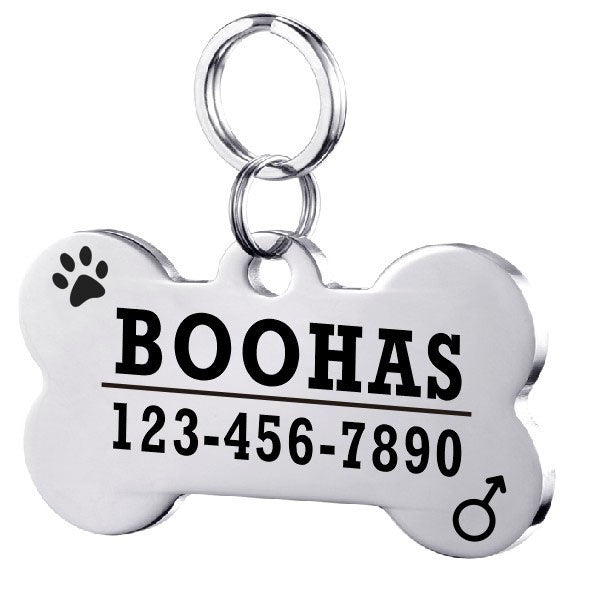 HKM-834835 Personalized Stainless Steel Dog ID Tag with Zircon Pendant