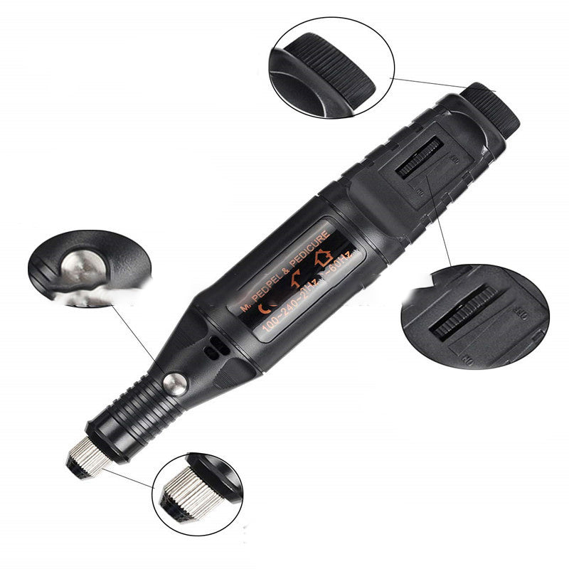 HKM-428563 Mini Electric Nail Polishing and Carving Pen with Speed Control and Accessory Set