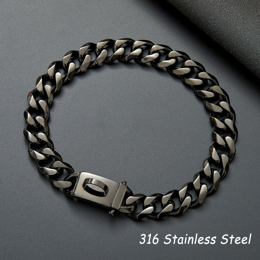 HKM-092883 Durable Stainless Steel Chain Dog Collar for Medium and Large Breeds - Anti-Bite Design, Multiple Sizes Available