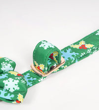 HKM-309075 Pure Cotton Dog Necklace with Removable Bow Tie - Christmas Flower Design, Adjustable Size Options