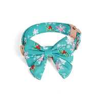 HKM-309075 Pure Cotton Dog Necklace with Removable Bow Tie - Christmas Flower Design, Adjustable Size Options