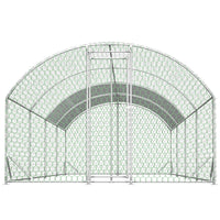 HKM-334547 Large Metal Chicken Coop - 26'x9'x6' Walk-in Poultry Cage with Waterproof Cover for Outdoor Use