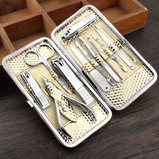 HKM-852243 12-Piece Stainless Steel Manicure Set for Beauty Care and Grooming