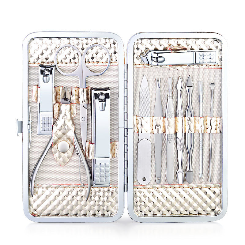 HKM-852243 12-Piece Stainless Steel Manicure Set for Beauty Care and Grooming