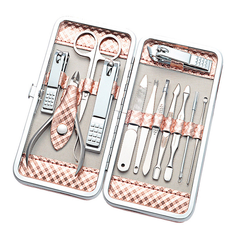 HKM-852243 12-Piece Stainless Steel Manicure Set for Beauty Care and Grooming