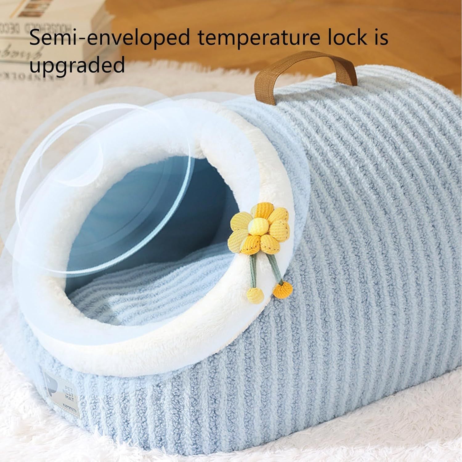 HKM-409811 Cozy Soft Cat Bed Cave with Removable Washable Pillow for Indoor Cats and Small Pets