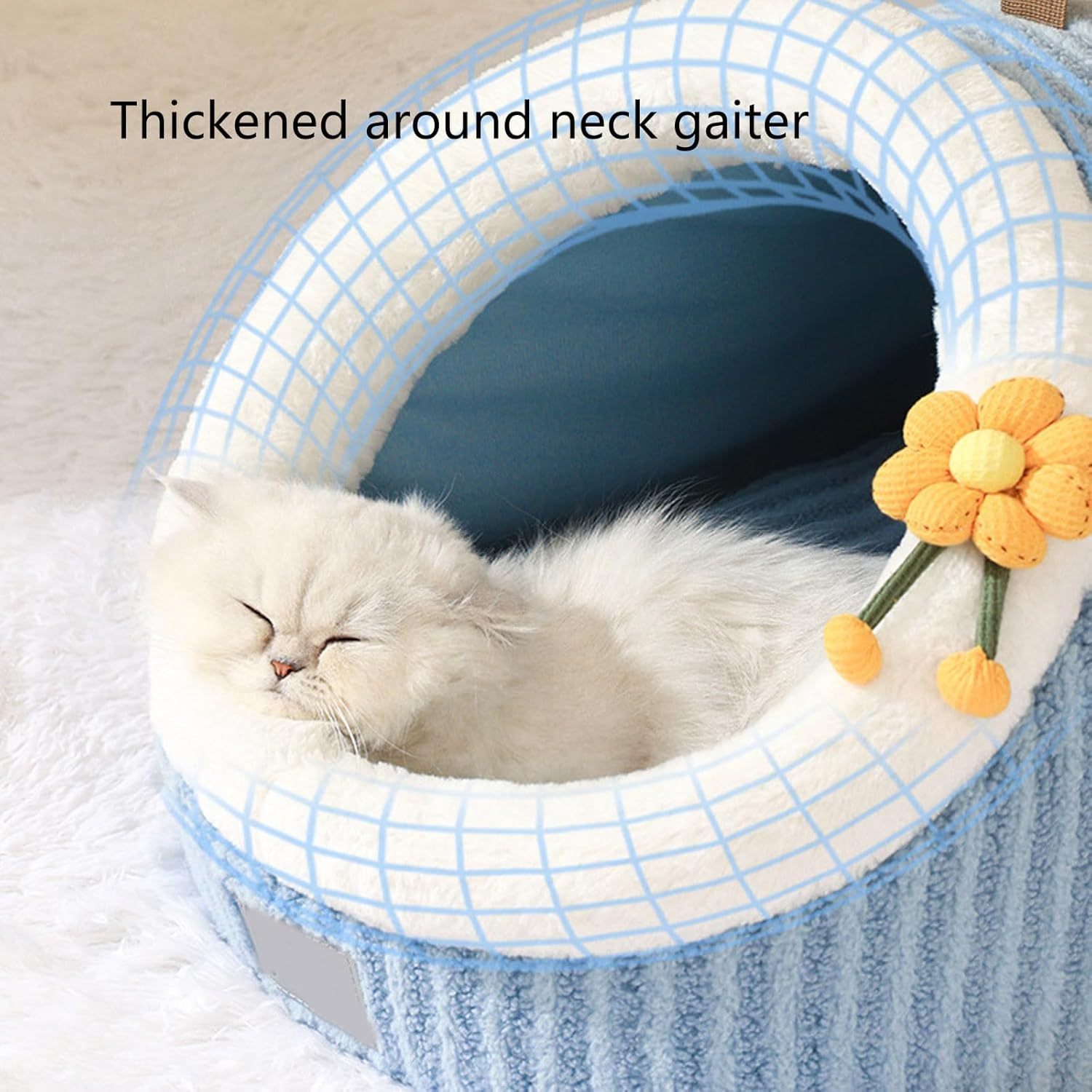 HKM-409811 Cozy Soft Cat Bed Cave with Removable Washable Pillow for Indoor Cats and Small Pets