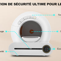 HKM-431699 Self-Cleaning Cat Litter Box with Adaptive Features, 65L Capacity, App Control, Infrared Sensors, and Safety Design