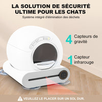 HKM-431699 Self-Cleaning Cat Litter Box with Adaptive Features, 65L Capacity, App Control, Infrared Sensors, and Safety Design
