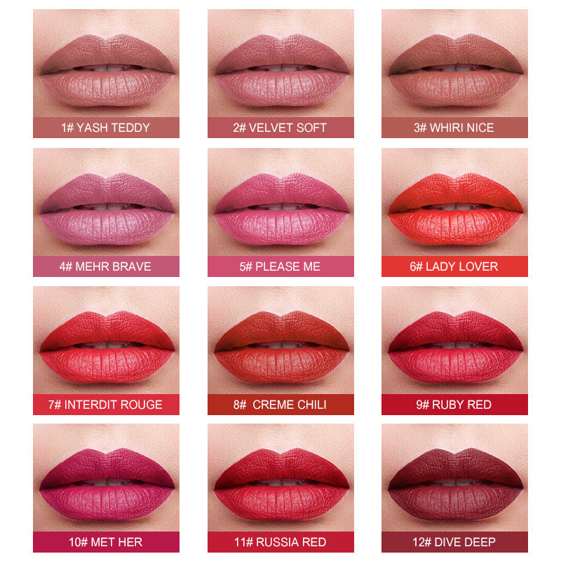 HKM-710867 Matte Lipstick Balm - Long-Lasting, Waterproof, Non-Fading Color, 3.5g