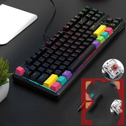 KTX-675091 Wireless Bluetooth Mechanical Keyboard with RGB Backlight - 87 Keys, Ergonomic Design, Dual Mode for Office and Gaming