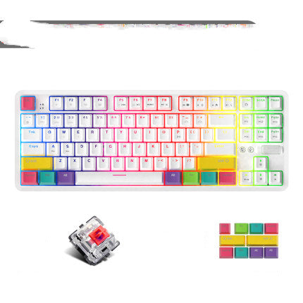 KTX-675091 Wireless Bluetooth Mechanical Keyboard with RGB Backlight - 87 Keys, Ergonomic Design, Dual Mode for Office and Gaming