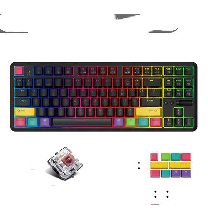 KTX-675091 Wireless Bluetooth Mechanical Keyboard with RGB Backlight - 87 Keys, Ergonomic Design, Dual Mode for Office and Gaming