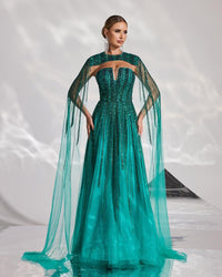 HKM-288659 Elegant Green Evening Dress for Women - Style EZ25193