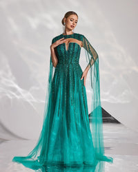 HKM-288659 Elegant Green Evening Dress for Women - Style EZ25193