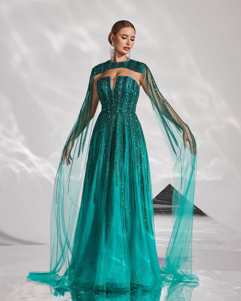 HKM-288659 Elegant Green Evening Dress for Women - Style EZ25193