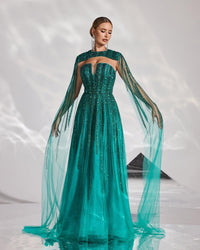 HKM-288659 Elegant Green Evening Dress for Women - Style EZ25193