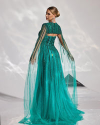 HKM-288659 Elegant Green Evening Dress for Women - Style EZ25193