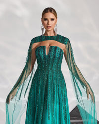 HKM-288659 Elegant Green Evening Dress for Women - Style EZ25193