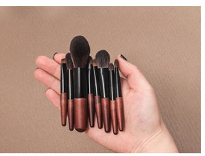 HKM-414803 Mini Portable Makeup Brush Set with Horse Hair and Wooden Handle for Travel